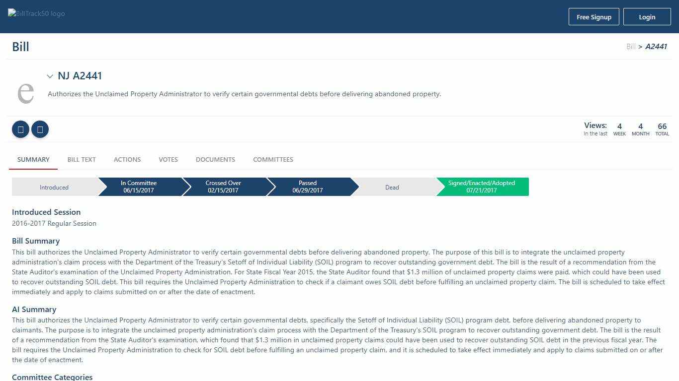 NJ A2441 BillTrack50